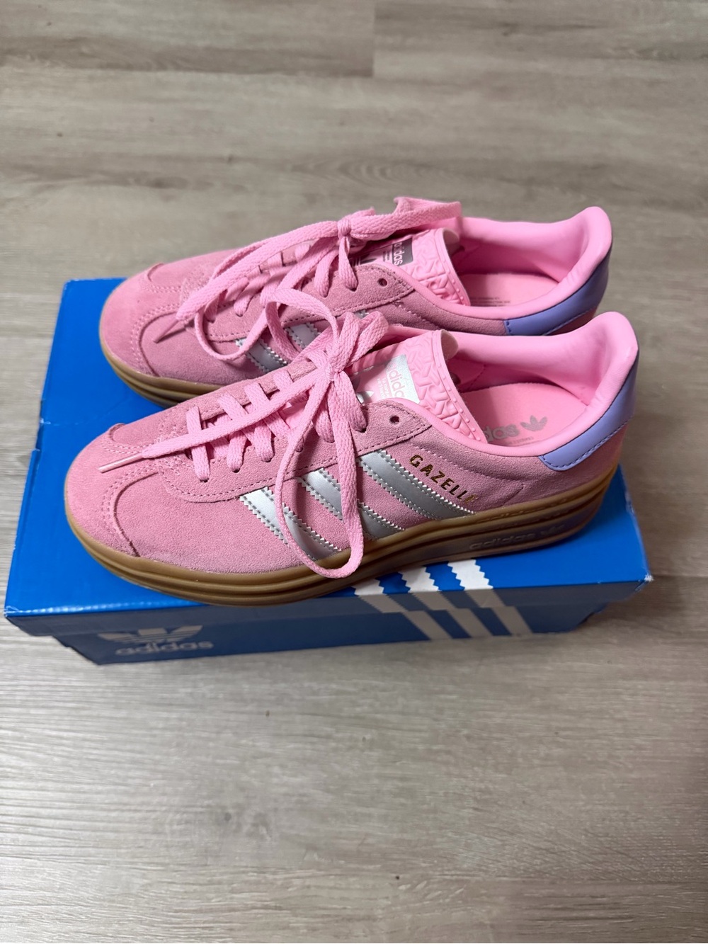 adidas Gazelle Pink Suede Sneakers with Silver Stripes